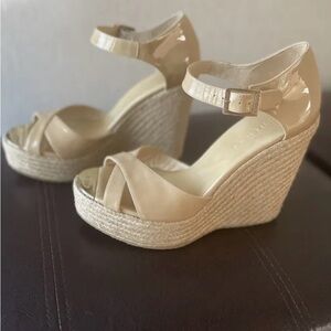 New Jimmy Choo Beige Wedge Sandals
